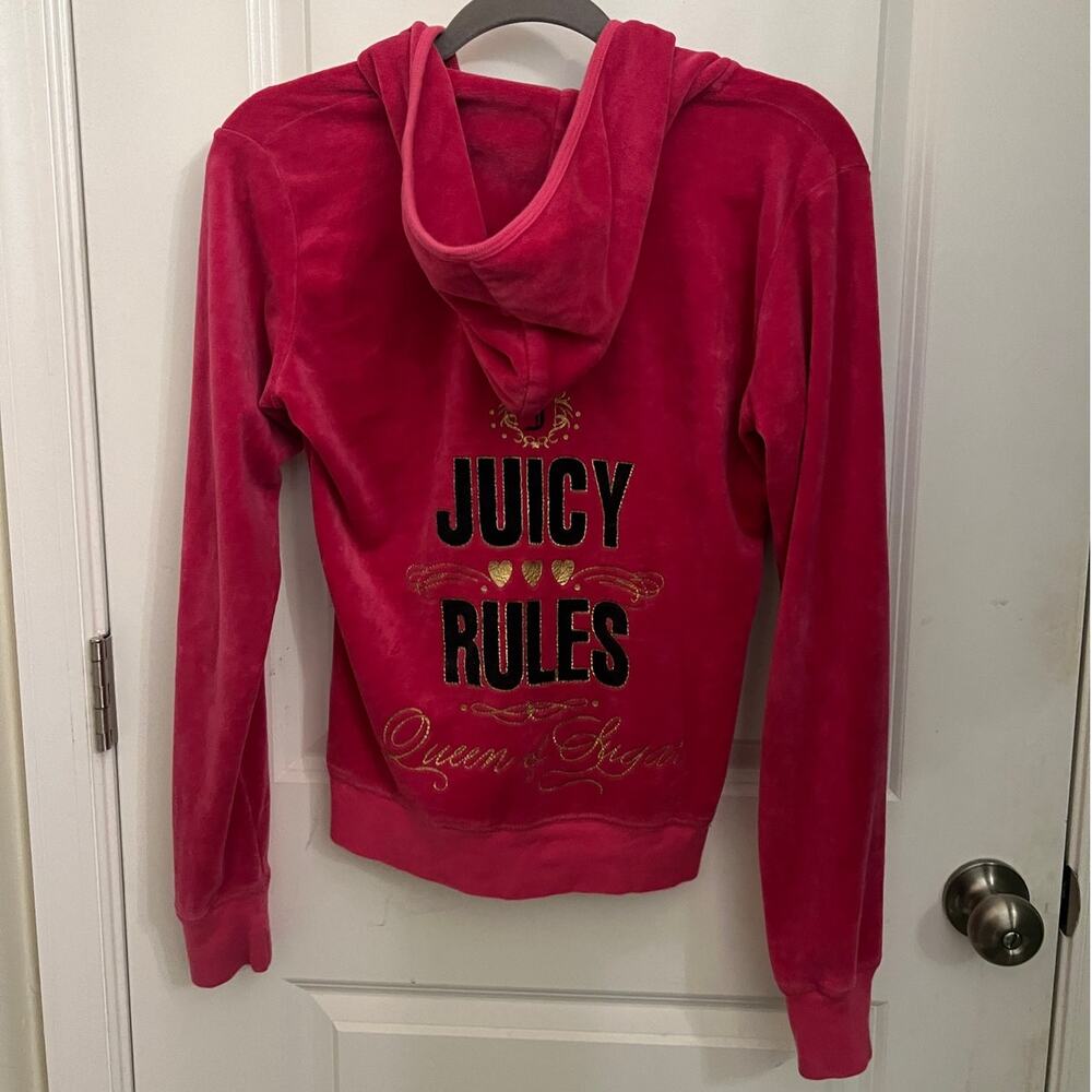 Vintage Y2K Juicy Couture hot pink velour zip-up hoodie XL USA Barbiecore  Punk